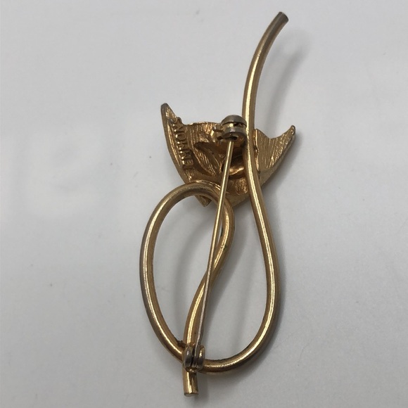 VTG Emmons Sophisticated Cat Pin Brooch With Emerald Eyes - Picture 5 of 7
